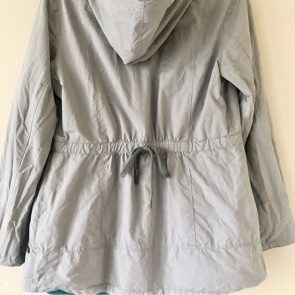 PrAna Gray and Teal Abby Lightweight Hooded Windbreaker Rain Jacket Size Medium - Picture 14 of 15